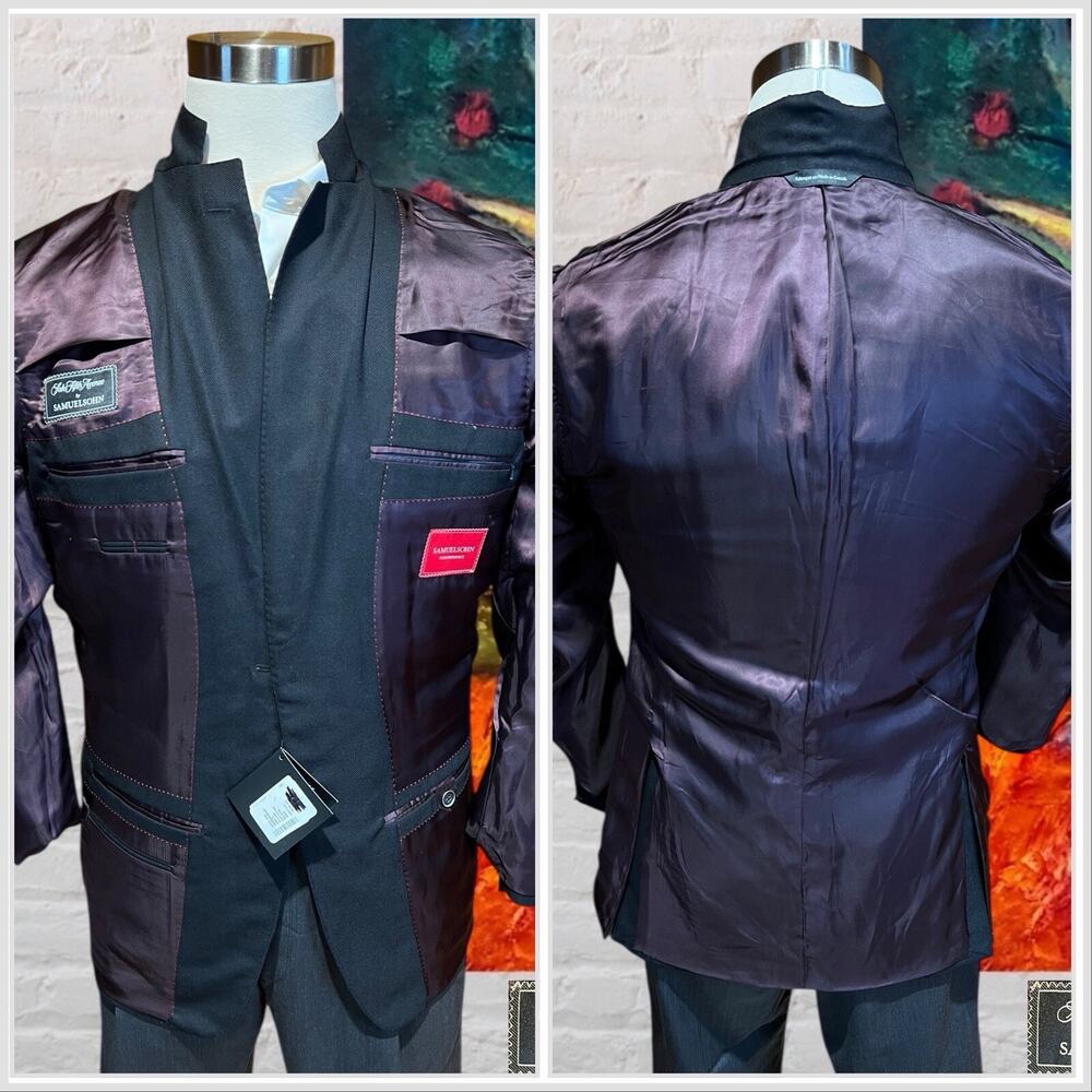 New Samuelsohn Blazer 40R Black Textured S130s Sport Jacket NWT $998 - Picture 12 of 16